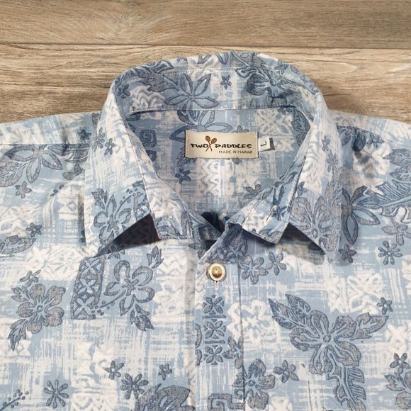 Two Paddles Men Short Short Sleeve Hawaiian Vacation Blue Beach Boho Casual - Picture 5 of 9
